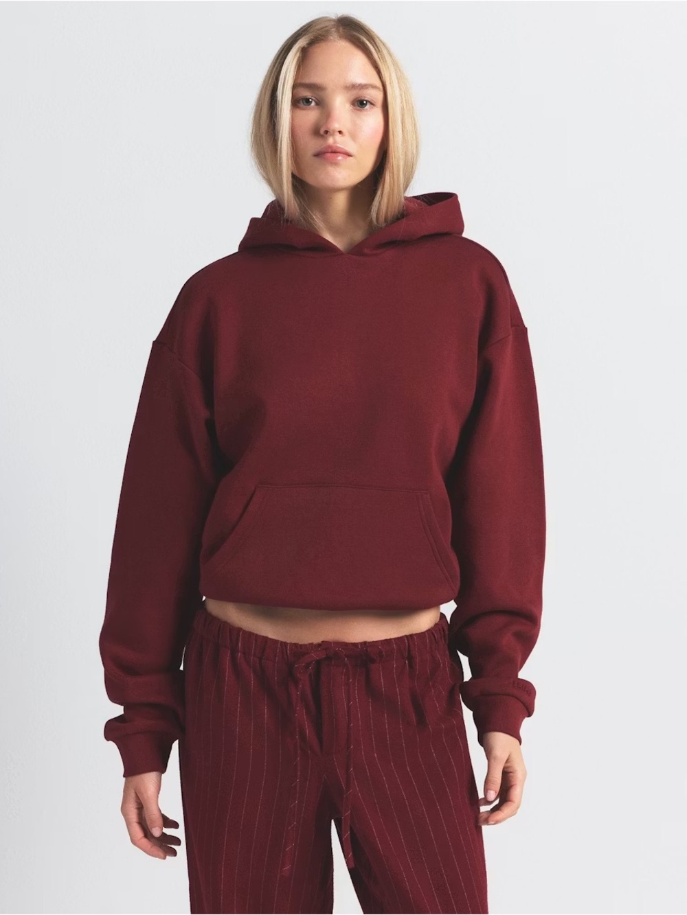 Skims Women’s Classic Cotton Fleece Hoodie XL PL-PLO-8365W Merlot Red Sweatshirt